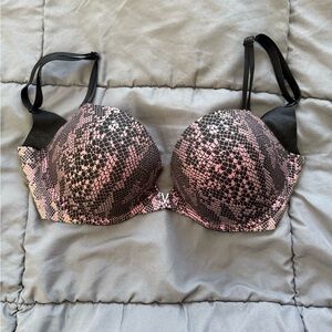 Women's Pink and Black Patterned Bra